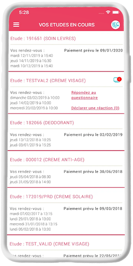 Développement d'une appli d'études cliniques et de tests consommateurs pour IEC